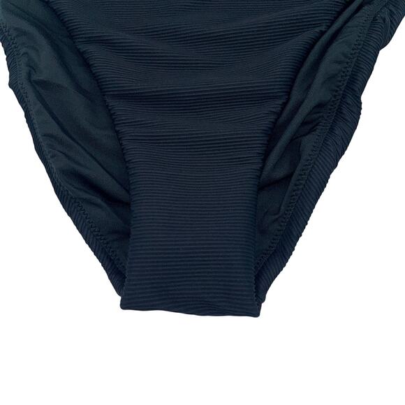New J. Crew Black Ribbed High Rise Waisted Cheeky Bikini Swim Suit Bottom Medium - Picture 5 of 7